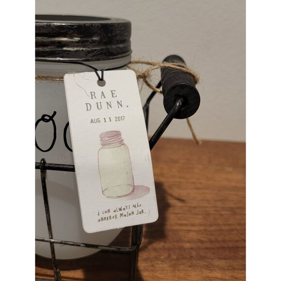 RARE Rae Dunn Plant Grow Bloom Mason Jar Set With Wire Holder 2017 - Picture 5 of 13